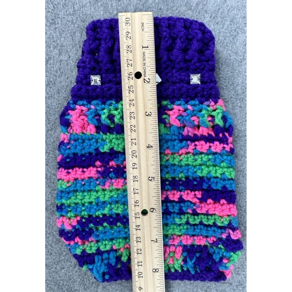 Dog Sweater Small Purple Pink Green Crochet‎ Handmade